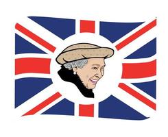 portrait de visage de la reine elizabeth avec ruban de drapeau du royaume uni britannique emblème national de leurope icône illustration vectorielle élément de conception abstraite vecteur