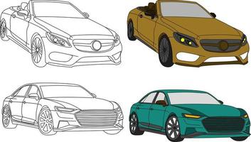 vecteur de voiture pour livre de coloriage.