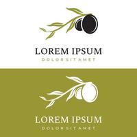 création de logo d'olive et d'huile à base de plantes naturelles avec branche d'olivier. logo pour les entreprises, l'image de marque, la phytothérapie et le spa. vecteur