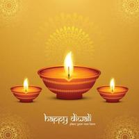 joyeux diwali festival de lampe à huile décorative fond de carte de célébration vecteur