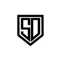 création de logo de lettre sd avec un fond blanc dans l'illustrateur. logo vectoriel, dessins de calligraphie pour logo, affiche, invitation, etc. vecteur