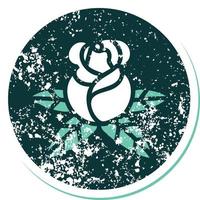 image emblématique de style tatouage d'autocollant en détresse d'une seule rose vecteur