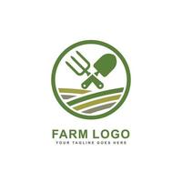 logo de la ferme. vecteur de logo fourchette et truelle à main