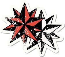 tatouage d'autocollant en détresse dans le style traditionnel des étoiles vecteur