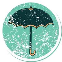 image emblématique de style tatouage d'autocollant en détresse d'un parapluie vecteur