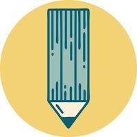 image emblématique de style tatouage d'un crayon vecteur