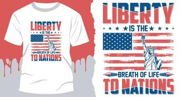 la liberté est le souffle de vie des nations. conception de t-shirt de citation du 4 juillet vecteur