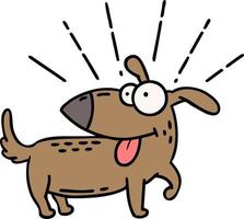 illustration d'un chien heureux de style tatouage traditionnel vecteur