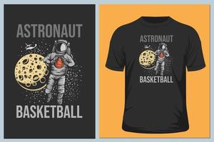 vecteur de t-shirt de basket-ball astronaute