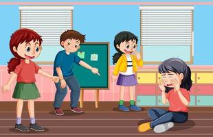 intimidation à l'école avec des personnages de dessins animés d'étudiants vecteur