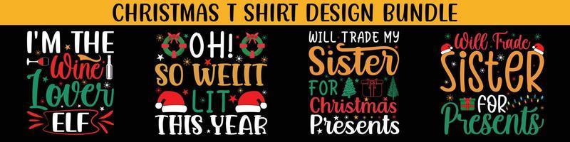 meilleurs ensembles de conception de typographie de lettrage de noël, ensemble de typographie de noël. cadeau de joyeux noël. conceptions de marchandises de noël. dessins de t-shirt pour chandail moche x mas party. vecteur