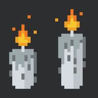 illustration pixel de deux bougies allumées vecteur