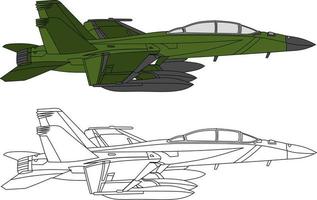 image vectorielle d'un avion de chasse pour cahier de coloriage vecteur