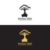 bonsai logo design silhouette icône vecteur