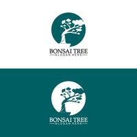 bonsai logo design silhouette icône vecteur