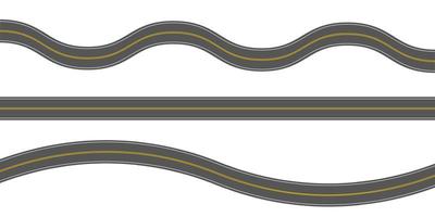 routes asphaltées droites et sinueuses vides avec marquage. vue de dessus horizontale. modèles d'autoroute sans soudure. élément de la chaussée de la rue vecteur