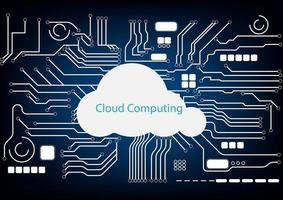 conception graphique technologie hitech concept de cloud computing. ordinateur accédant aux communications réseau en ligne à partir du cloud, illustration vectorielle vecteur