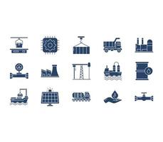 jeu d'icônes de l'industrie et de l'équipement vecteur