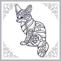 fennec fox mandala arts isolé sur fond blanc vecteur