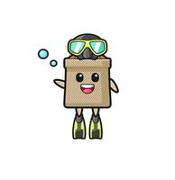 le personnage de dessin animé de plongeur de sac de blé vecteur