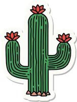 autocollant de tatouage dans le style traditionnel d'un cactus vecteur