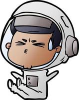 astronaute stressé de dessin animé vecteur