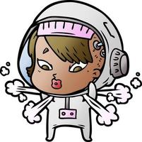 femme astronaute de dessin animé vecteur