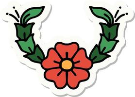 autocollant de tatouage dans le style traditionnel d'une fleur décorative vecteur