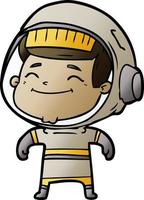 heureux, dessin animé, astronaute vecteur