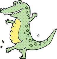 crocodile de danse de dessin animé de style bande dessinée vecteur