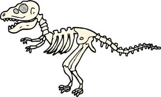 illustration texturée grunge os de dinosaure dessin animé vecteur