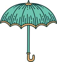 image de style de tatouage emblématique d'un parapluie vecteur