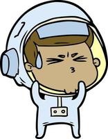 astronaute stressé de dessin animé vecteur