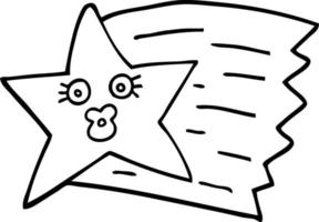 étoile filante dessin animé noir et blanc vecteur