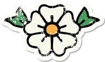 tatouage d'autocollant en détresse dans le style traditionnel d'une fleur vecteur