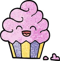 cupcake de dessin animé illustration texturée grunge vecteur