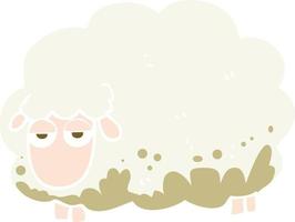 illustration en couleur plate de moutons d'hiver boueux vecteur