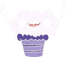 cupcake de dessin animé de style plat couleur vecteur