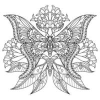 joli papillon dessiné à la main pour livre de coloriage adulte vecteur