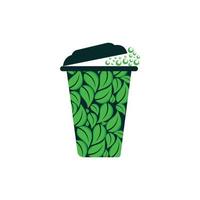 corbeille feuilles écologie nettoyage logo créatif vecteur
