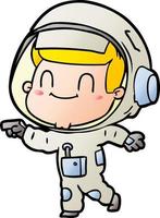 heureux, dessin animé, astronaute, homme vecteur