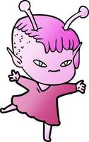 fille extraterrestre de dessin animé mignon vecteur