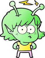 fille extraterrestre de dessin animé vecteur