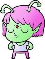 fille extraterrestre de dessin animé vecteur