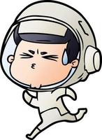 astronaute stressé de dessin animé vecteur