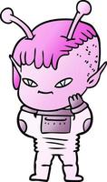 fille extraterrestre de dessin animé mignon vecteur