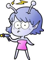 fille extraterrestre de dessin animé vecteur