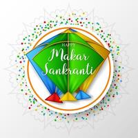 makar sankranti carte de voeux avec des cerfs-volants colorés vecteur