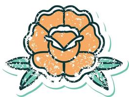 image emblématique de style tatouage d'autocollant en détresse d'une fleur vecteur