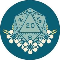 image de style de tatouage emblématique d'un d20 vecteur